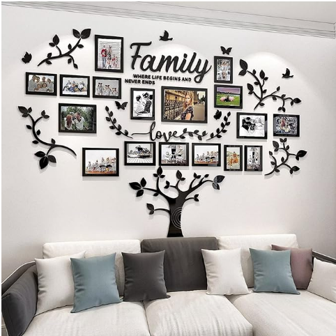 DIY Wall Decor Living Room Family Tree Wall Decor Sticker 3D Picture Frames Collage Wall Decor Living Room Wall Decor