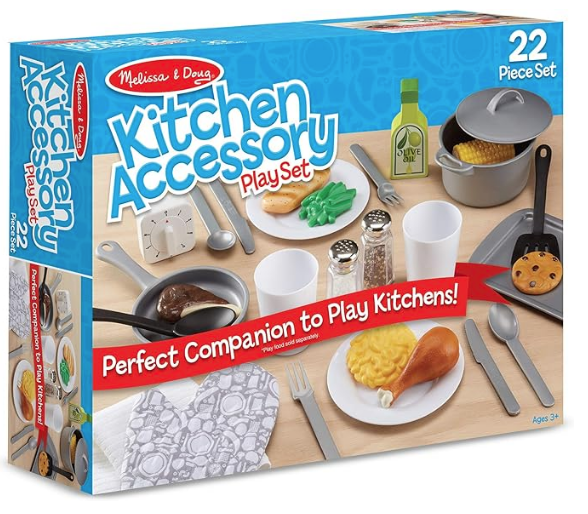 Melissa & Doug 22-Piece Play Kitchen Accessories Set – Utensils, Pot, Pans, and More