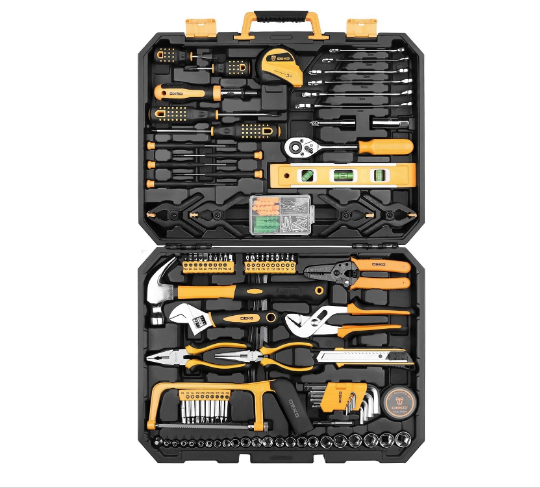 DEKOPRO 228 Piece Socket Wrench Auto Repair Tool Combination Package Mixed Tool Set Hand Tool Kit with Plastic Toolbox Storage Case