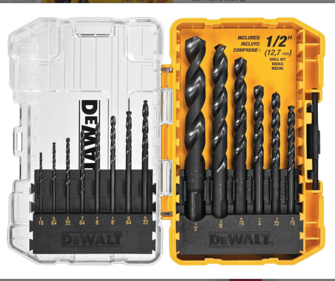 DEWALT Drill Bit Set, 14-Piece, 135 Degree Split Point, For Plastic, Wood and Metal (DWA1184)