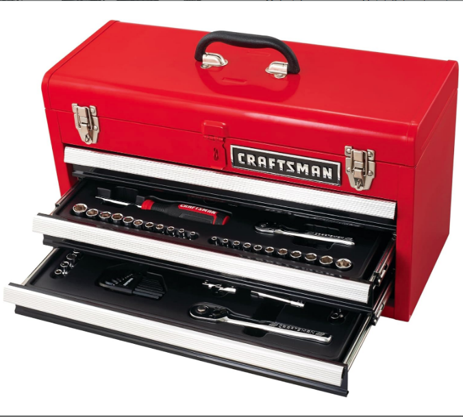 CRAFTSMAN Mechanic Tool Set, 104 Pieces, Includes 20.5” Drawers, 3-Compartments (CMMT45068)