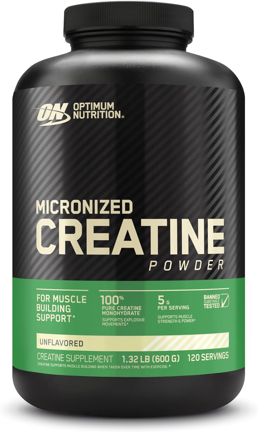 Optimum Nutrition Micronized Creatine Monohydrate Powder, Unflavored, Keto Friendly, 120 Servings (Packaging May Vary)