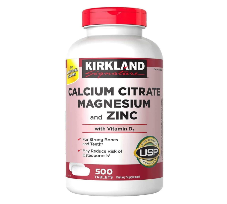 Kirkland Signature Calcium Citrate Magnesium and Zinc, 500 Tablets